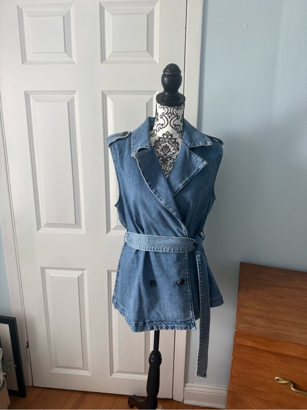 Ann Taylor Sleeveless Denim Wrap Vest - Light Blue